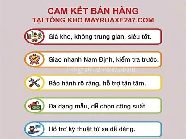 Cam kết vàng khi mua máy rửa xe Nam Định Cam kết vàng khi mua máy rửa xe Nam Định