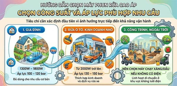 C&ocirc;ng suất m&aacute;y rửa xe nhật bản