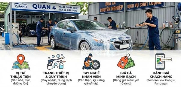 Lưu &yacute; khi chọn địa chỉ rửa xe tại Quận 4