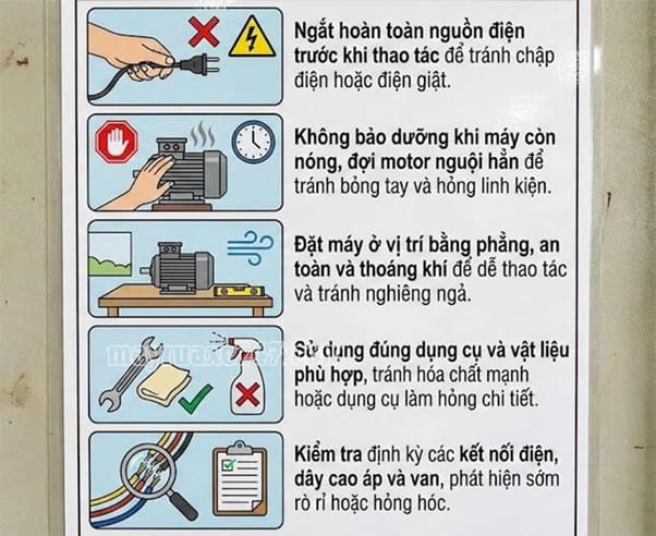 Lưu &yacute; khi bảo dưỡng m&aacute;y rửa xe