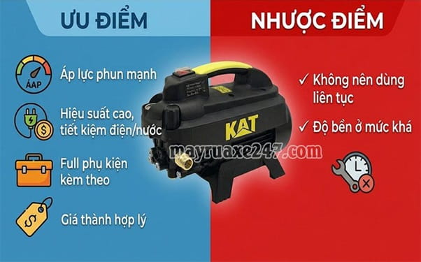 Đ&aacute;nh gi&aacute; ưu nhược điểm m&aacute;y bơm rửa xe KAT