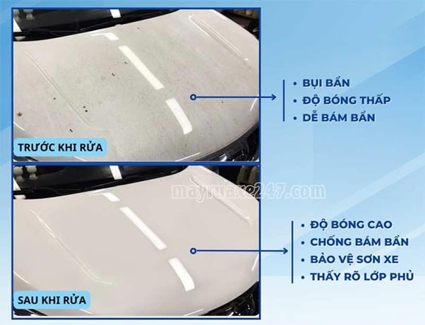 Trước và sau khi sử dụng nước rửa xe ô tô 3M Trước và sau khi sử dụng nước rửa xe ô tô 3M