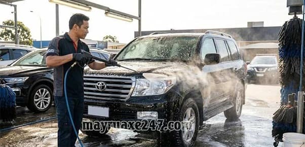Tiệm cần c&oacute; thợ cẩn thận, sử dụng m&aacute;y rửa xe chất lượng