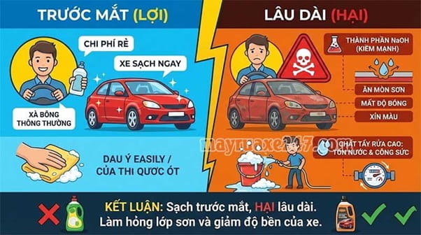 Sử dụng x&agrave; b&ocirc;ng rửa xe - Lợi hay hại?
