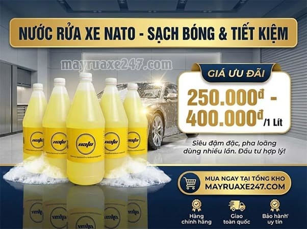 Nước rửa xe Nato đ&atilde; c&oacute; sẵn tại Tổng kho mayruaxe247.com