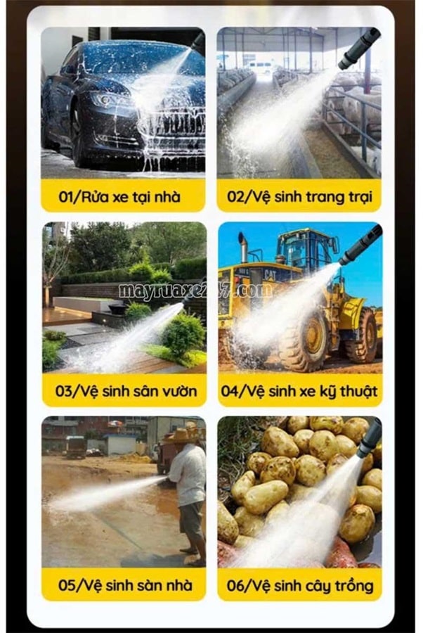 Ứng dụng hữu ích của máy bơm xịt rửa xe 1800W